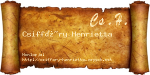 Csiffáry Henrietta névjegykártya